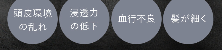 頭皮環境の乱れ 浸透力の低下 血行不良 髪が細く